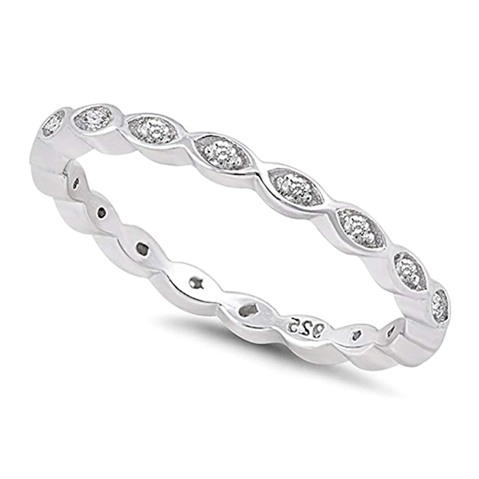 

Diamond 925 Sterling Silver Stackable Endless Eternity Ring Cubic Zirconia Sterling Silver Size 5-10 Wedding Ring