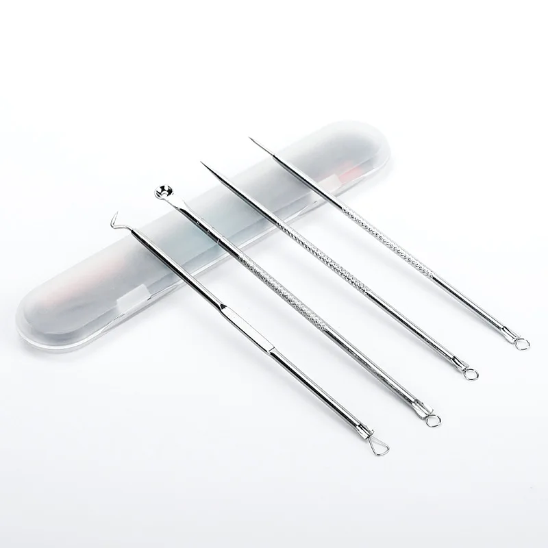 

4 Pcs Stainless Steel Pimple Extractor Skincare Surgical Blackhead Tools Acne Pimples Remover, As picture