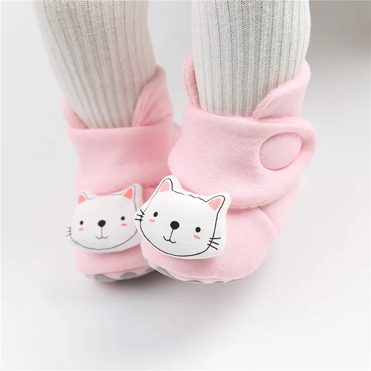 

Fashion Cartoon Pink Kitten Infant Toddler Girl Pre Walker For Baby Girl 1 Year Up Organic Cotton Winter Thermal Girl Baby Shoes, White, beige, black, grey, pink