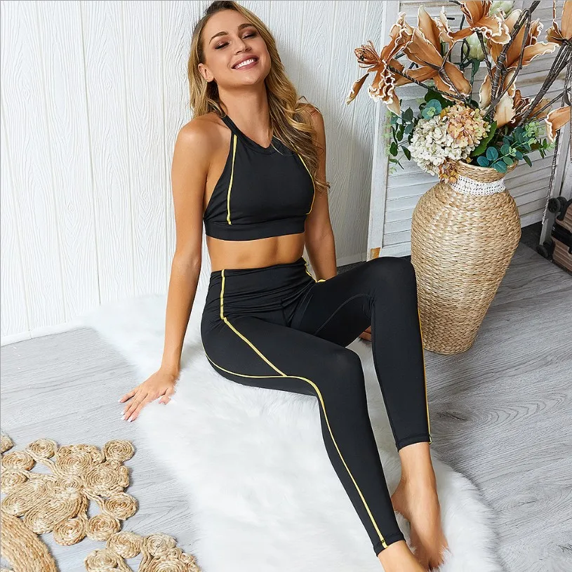 

Wholesale Sports Gym Yoga Fitness Two Piece Sets for women, Blue, pink, green, yellow