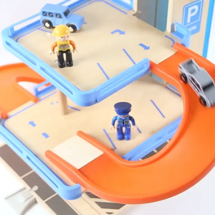 Three Floor Luxurious Wooden Parking Garage Racing Car Parking Lot