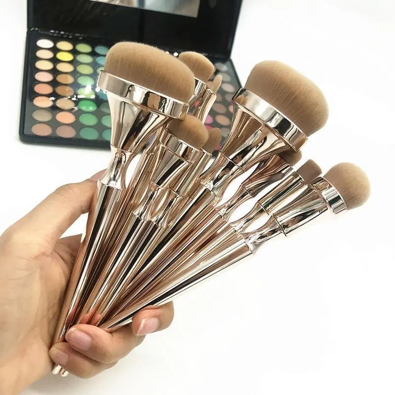 

Toothbrush 9 pieces Foundation Contour brushes set Makeup brush Rose gold high end Maquiagem cosmetic tools ins popular brush, Black