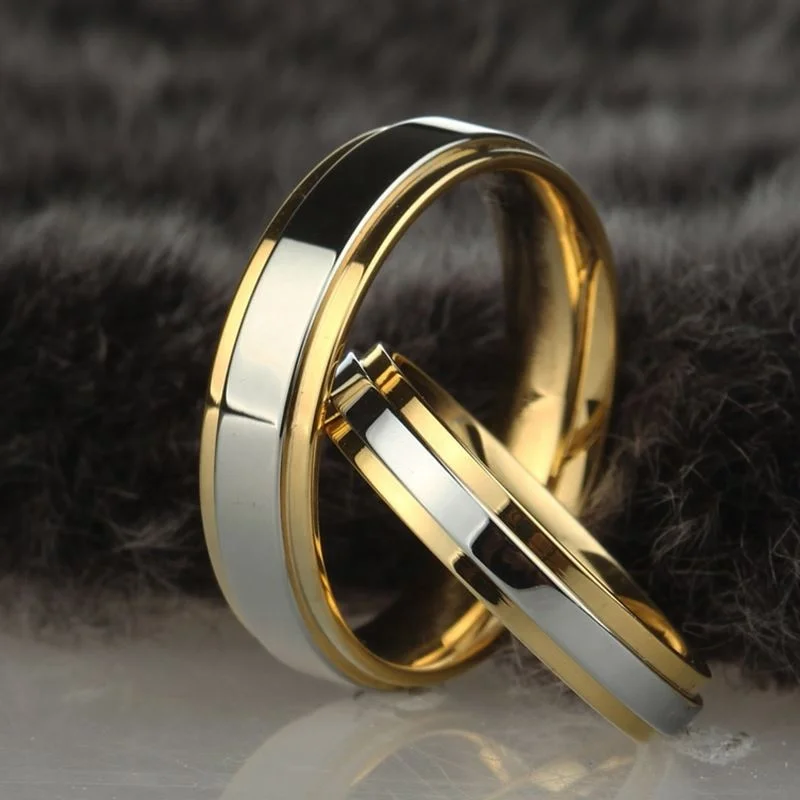 

Stainless steel Wedding Ring Simple Couple Alliance Ring 4mm 6mm Width Band Ring for Women and Men