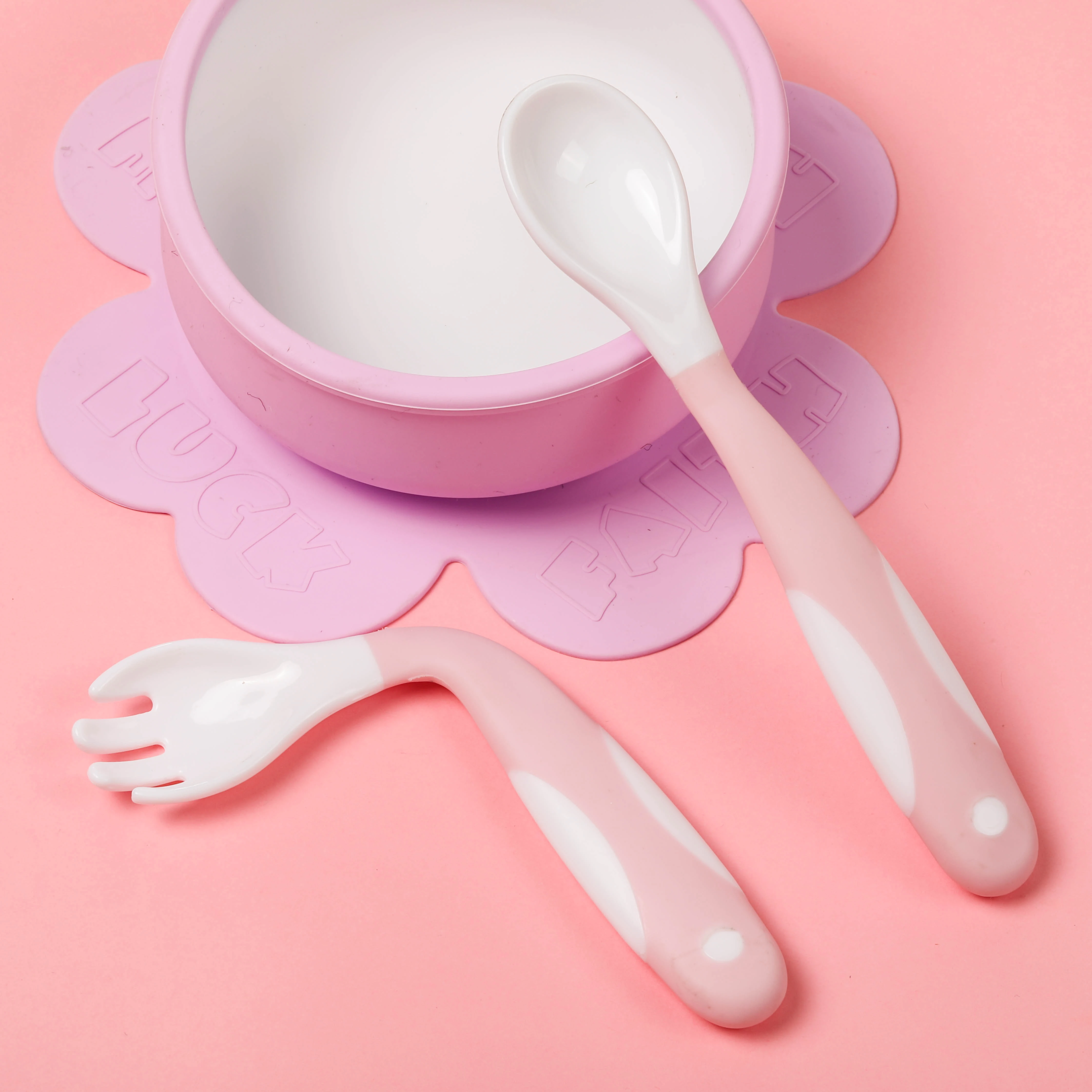 

Food Grade Silicone PP Safety Movable Feeding Baby Spoon And Fork Set