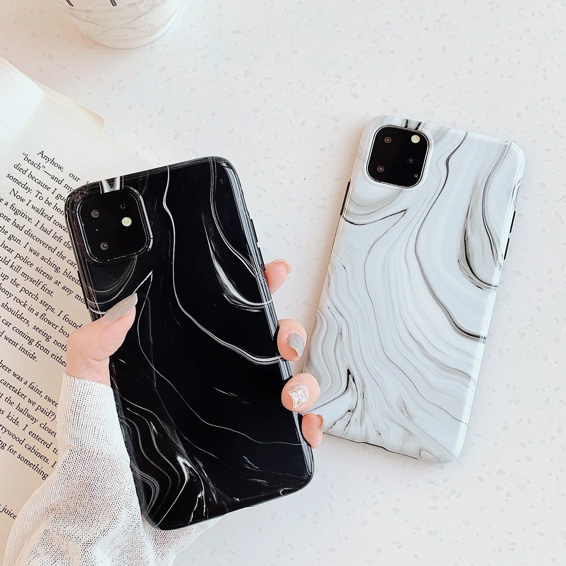 

2021 Newest Design Black White Marble Phone Cover for i phone11 Mobile Phone Case for iphone12 Pro Max