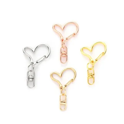 

Heart Keychains Clasps In Key Chains DIY Jewelry Accessories Gold Plated Metal Heart Keyrings Clasps For Jewelry Findings, As pictures show