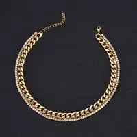 

DY Dainty charm unique design with gold plated hiphop micro pave curb cuban link chain necklace for men