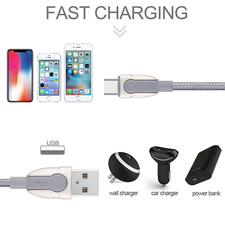 
Repairable usb charger cable new design Zinc Alloy data cable with 1m 1.5m 2m 3m braided Material cable 