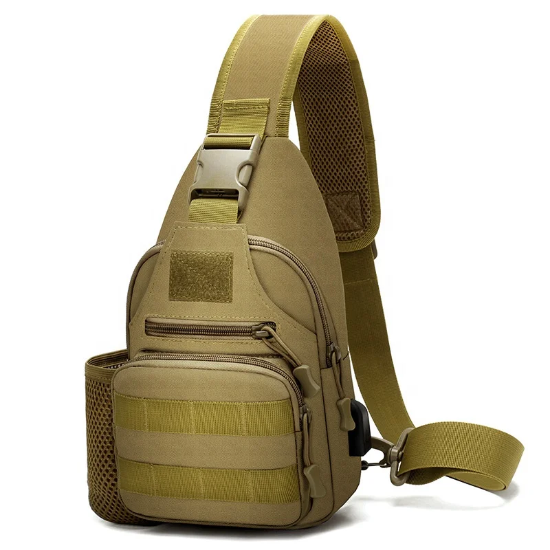 

AJOTEQPT Outdoor Tactical Shoulder With USB Charging Chest Bag Leisure Bag