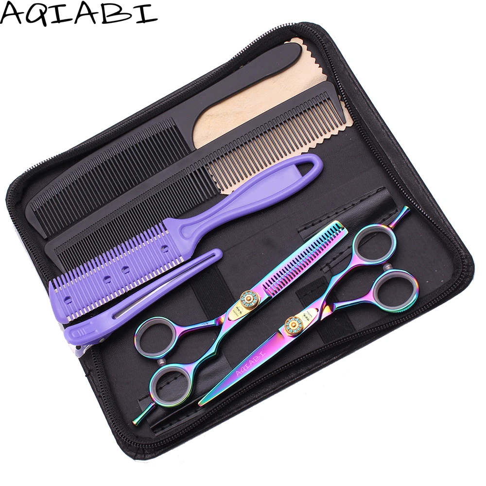 

Haircut Scissors 5.5" 6'' AQIABI Stainless Hair Cutting Scissors Thinning Shears Professional Shears Colorful A1020