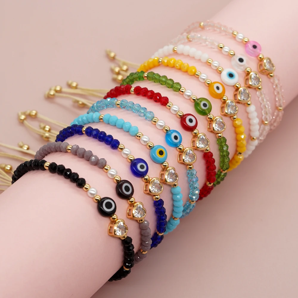 

Go2boho Crystal Beads Bracelets Women Beaded Jewelry Evil eye Jesus Love Heart Charm Bracelet 2023 New In Friendship Y2k Fashion