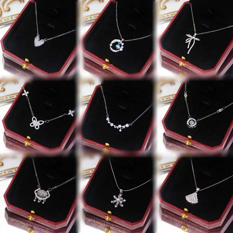 

New KoreanStainless steel Silver Plated Shiny Necklace Ladies Exquisite Double Chain Necklace Jewelry Gift