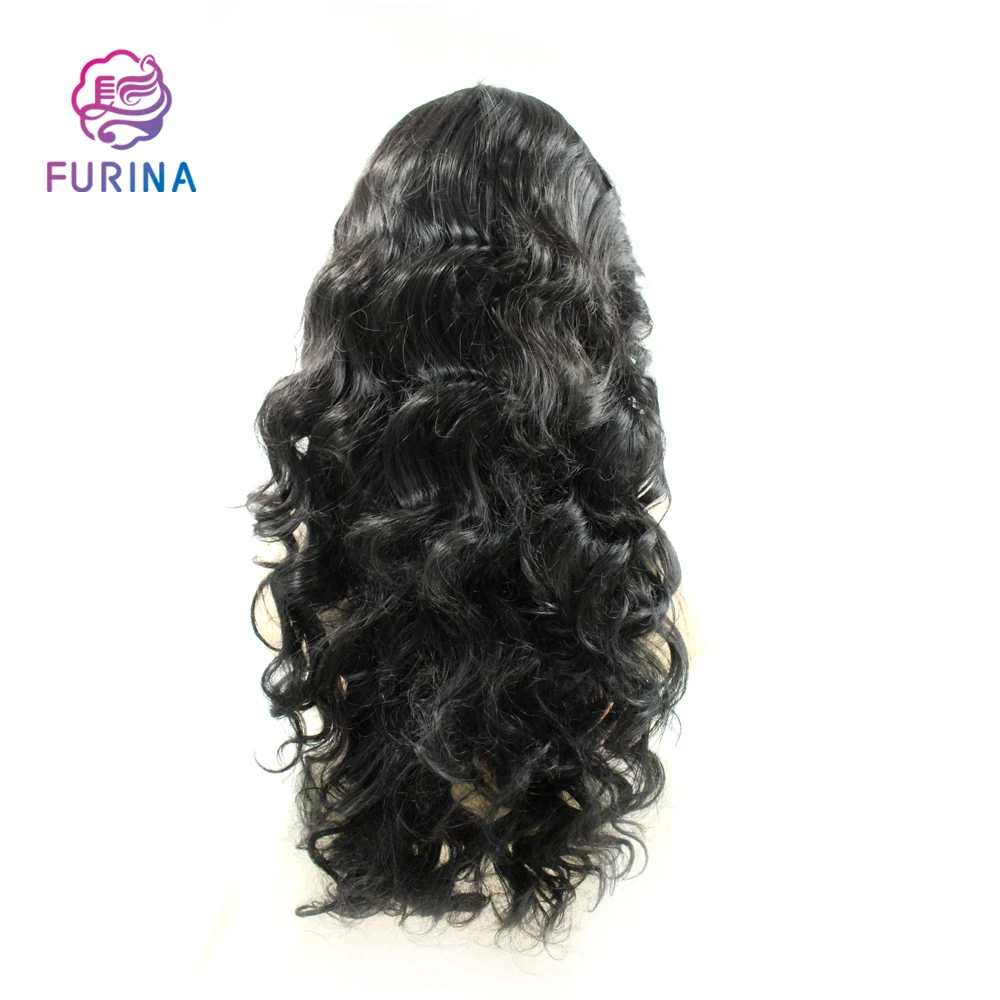 

Wigs Africa hot sale ladies black hand-rolled small curly hair long wavy silky synthetic lace front wig