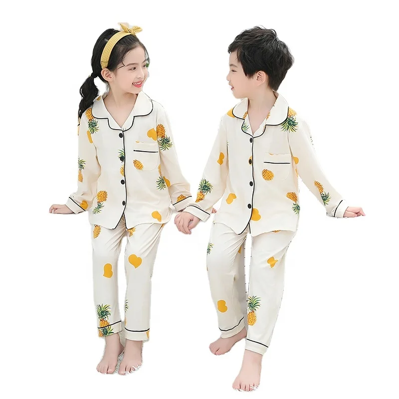 

Spring and autumn children's pajamas milk silk cardigan lapel long sleeve open chest casual cartoon home service, Picture shows