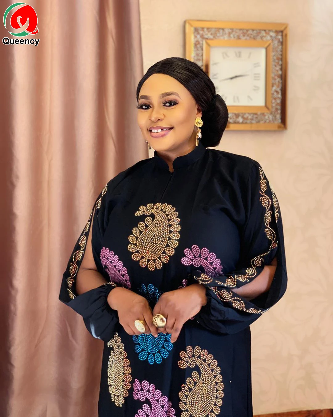 

Queency Stretch African Style Clothing Plus Size Chiffon Dress for Women