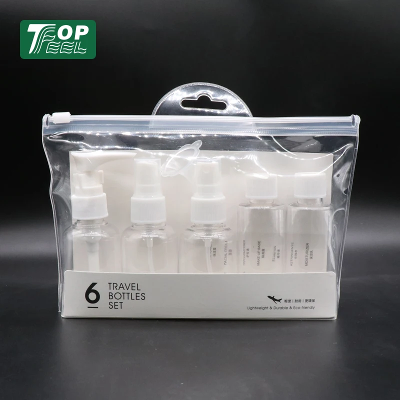 

Multi-function Portable Personal Care Shampoo Cosmetic Toiletry Clear Plastic Travel Bottle Set, Transparent