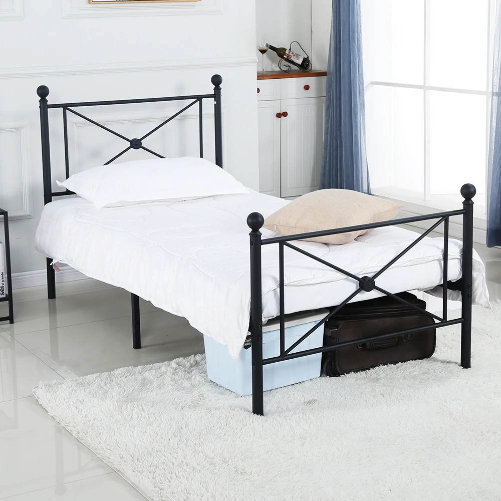 

Alooter Twin Bed Frame, Platform Metal Bed Frame Foundation Queen Size with Headboard and Footboard, Black