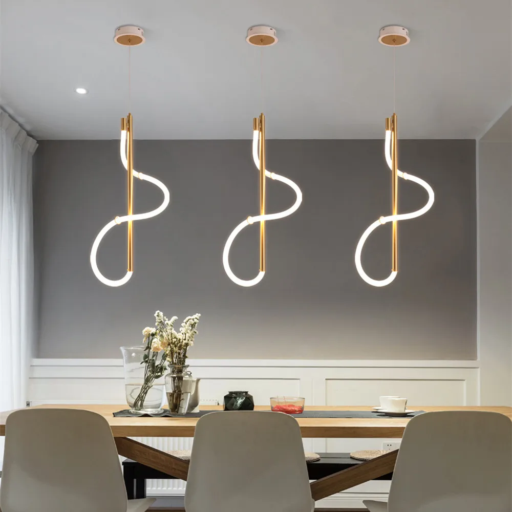 Decorative modern silicone pendant lights simple artistic residential led chandeliers for bedroom
