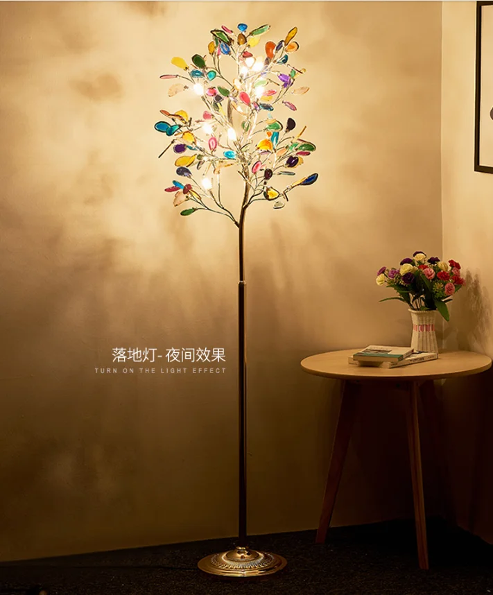 Zhongshan agate luxury custom decoration adjustable gold standing iron floor lamp modern