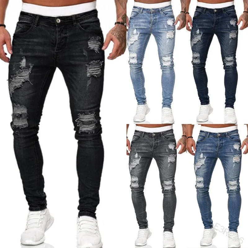 

Multi-Colors Men's Jeans Pants Hombre Top Quality Mens Jeans Skinny Slim Ripped Distressed Wear Denim Fashion Skinny Jeans Man