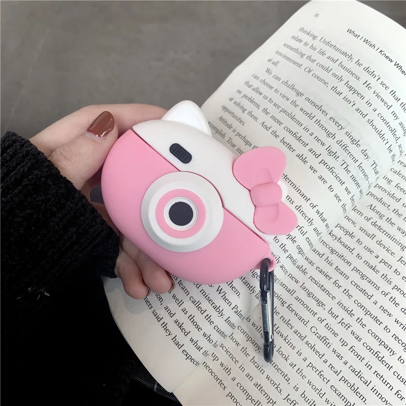 

For Airpods Pro Cute Cartoon Hellokitty KT Cat Camera Headset Case Wireless Earphone Cover, Pink