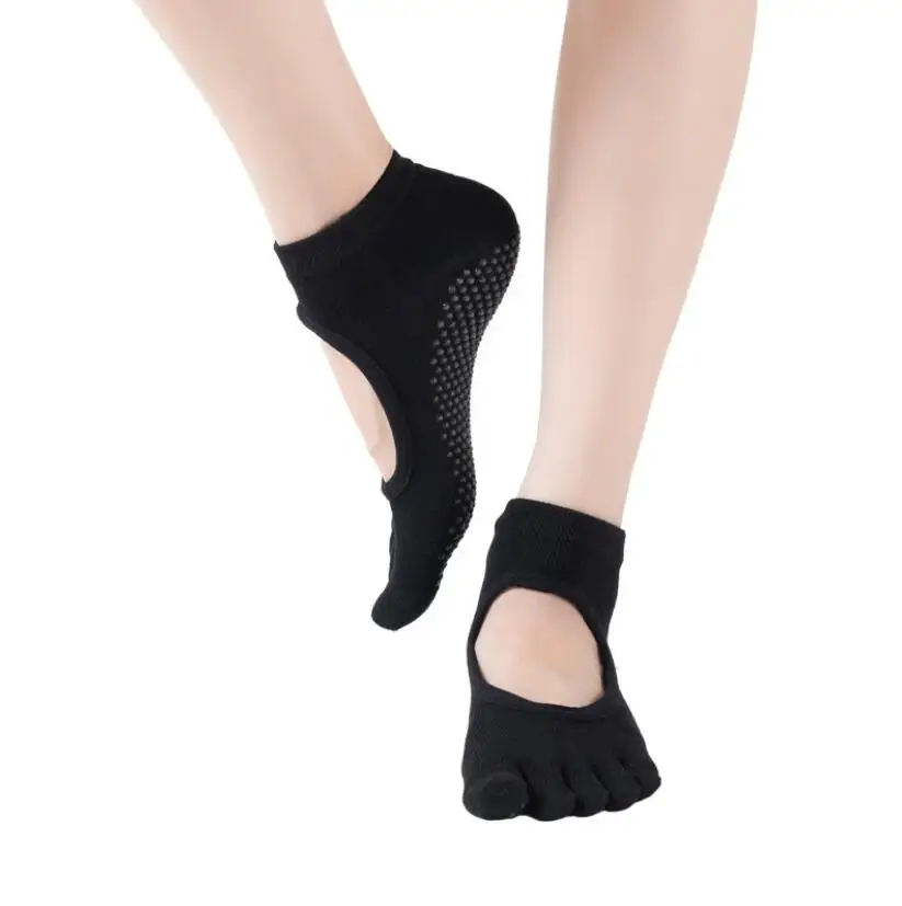 

Fashion PVC grip 5 toes anti slip plain durable yoga socks, Custom color