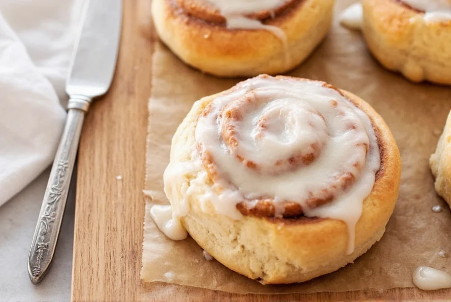 Step-by-step photos showing cinnamon roll dough preparation, rolling, cutting, and baking process with clear visual cues