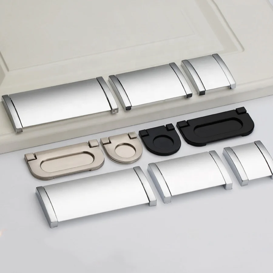 Zinc Alloy Buckle Turning Knobs Concealed Button Drawer Handles for Office or Bedroom Table Drawer