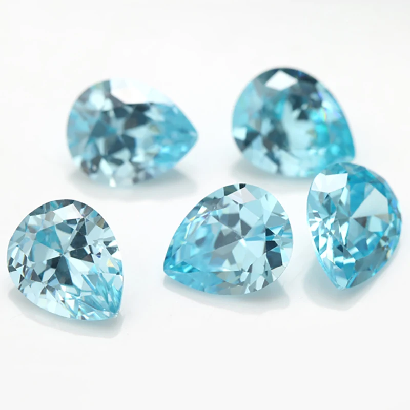 

Thriving Gems Pear Machine Cubic Zirconia Wholesale gemstone Aquamarine Stone