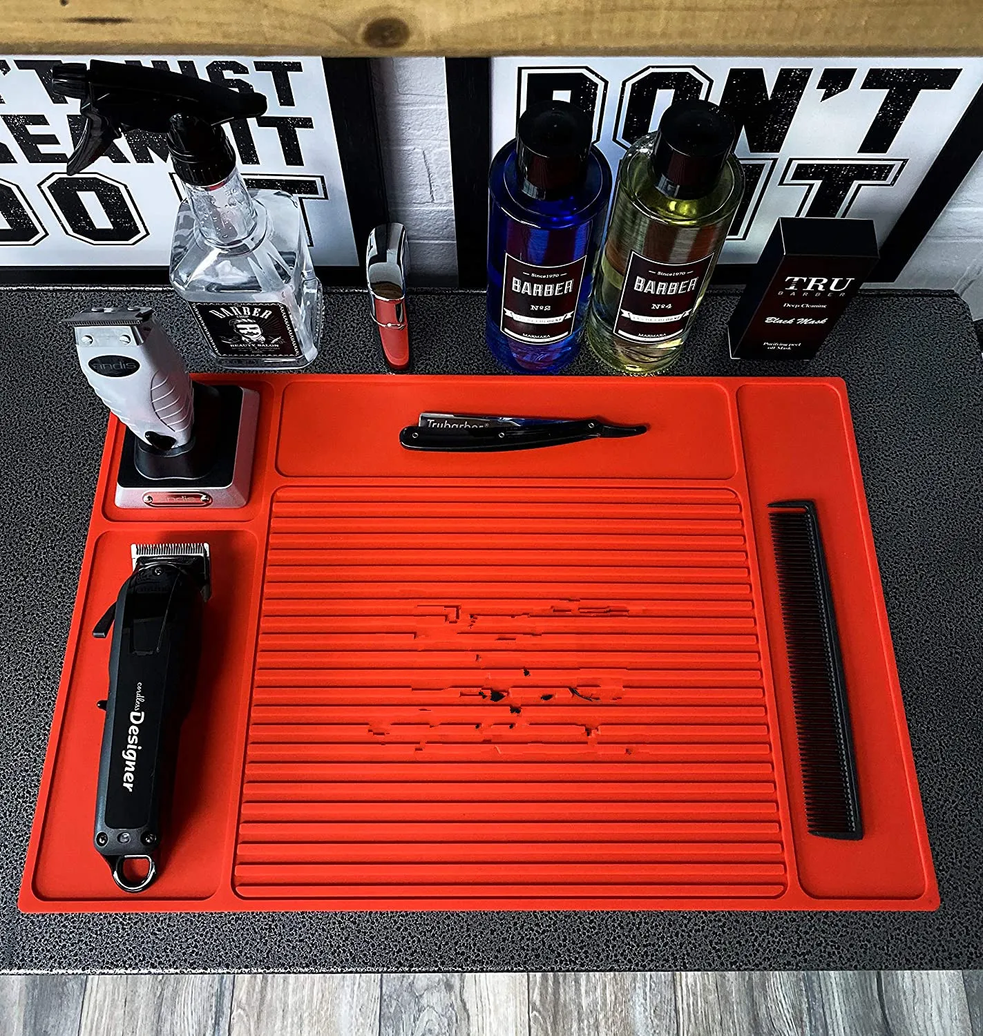 Amazon Hot Seller 2020 Hair Cutting Pvc Soft Bar Mat Logo Customizable