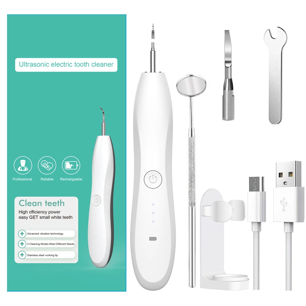 

JOSUNN Ultrasonic Electric Tooth Cleaner Calculus Remover Wireless Teeth Whitening Tool Kit Dental Ultrasonic Scaler, White