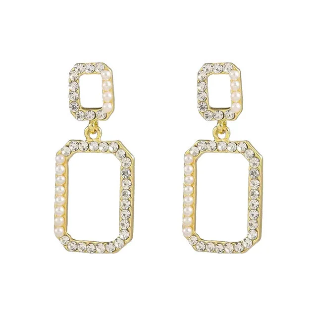 

New cute temperament earrings pearl and damond silver earrings