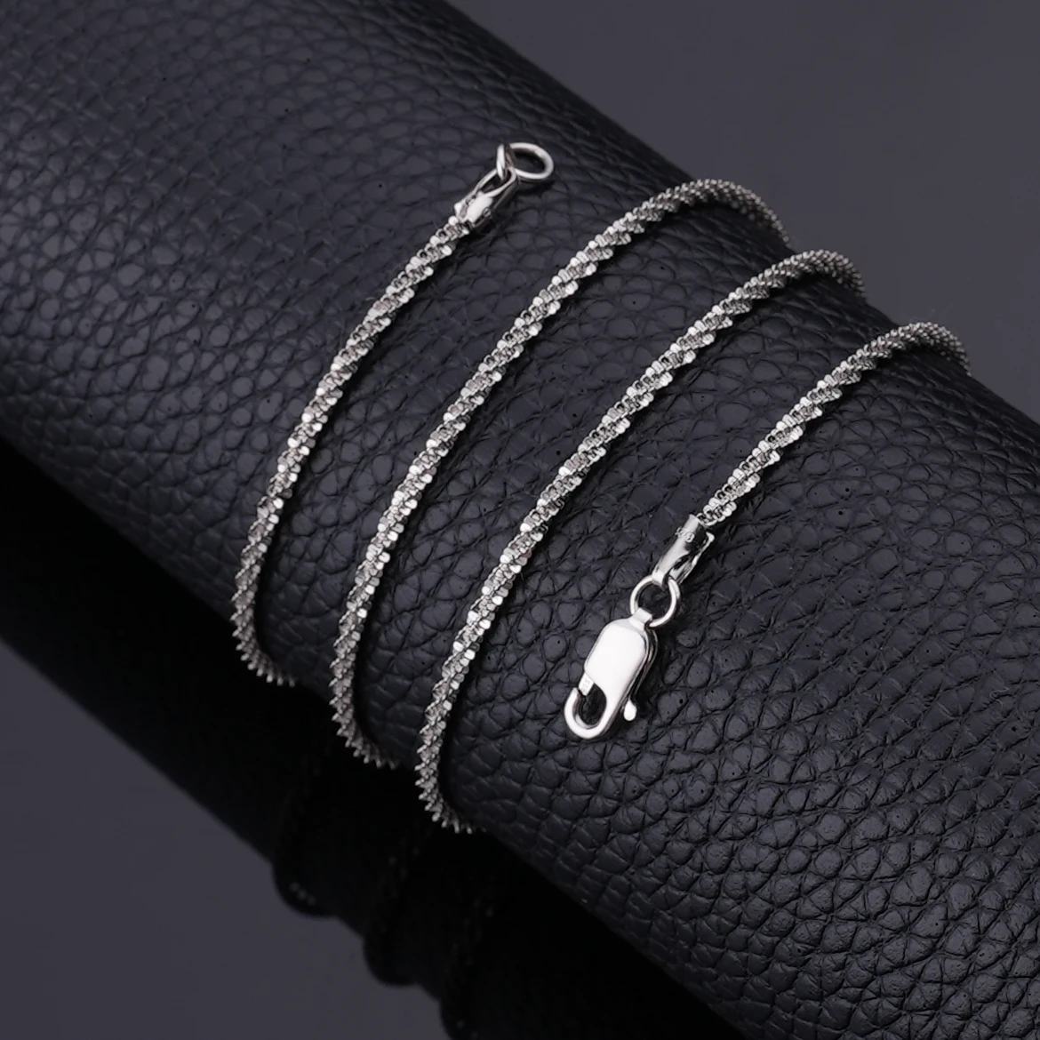 

Hiphop Women Luxury Fine Jewelry 925 Silver Choker Twisted Singapore Chain Necklace