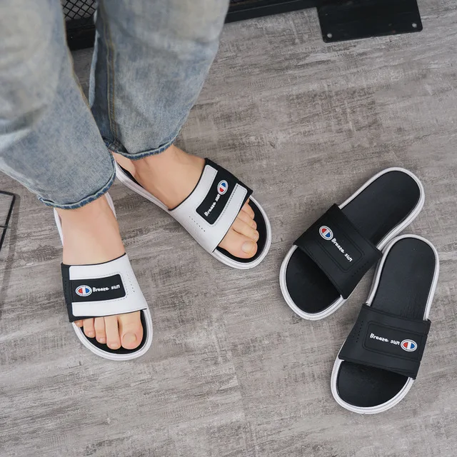 

New Design Printing Waterproof Slide Men Slippers Ladies shoes flat pvc Sandals For Women, White, black