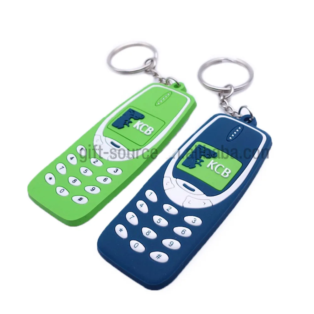 

Phone shaped soft PVC rubber keychain custom promotional gifts key/key holder