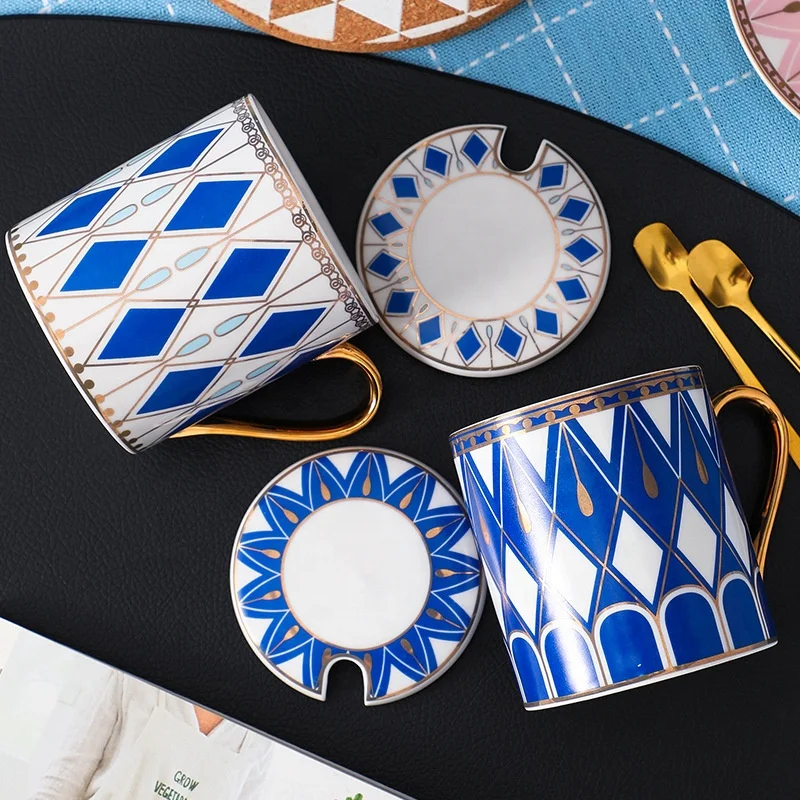 

British luxury ceramic mug European style cup with souvenir ceramic Water cup couple cup customization, As picure or customized