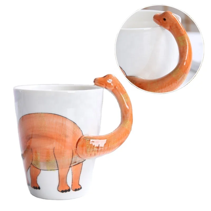 

Chinese high quality factory stocked new porcelain 3D cup glazed cheap ceramic 400ml Animal dinosaurs mug, As picure or customized