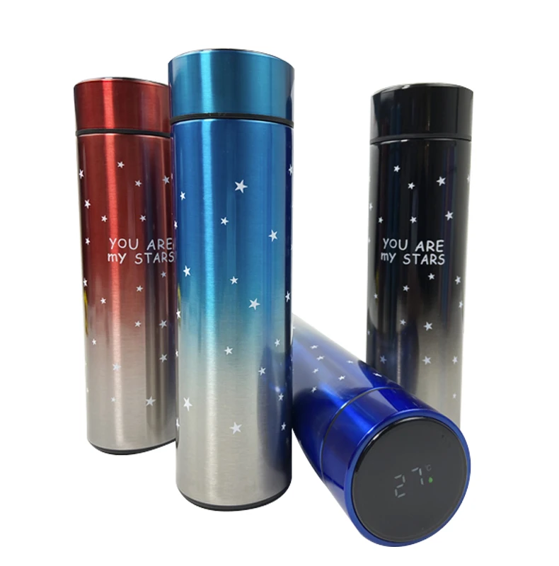 

most popular luxury 480ml digital thermos stainless steel double wall vacuum insulated portable smart water bottle, Customized colors acceptable