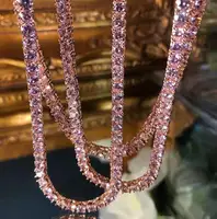 

hot sale cubic zirconia gold baby pink diamond tennis necklace for women