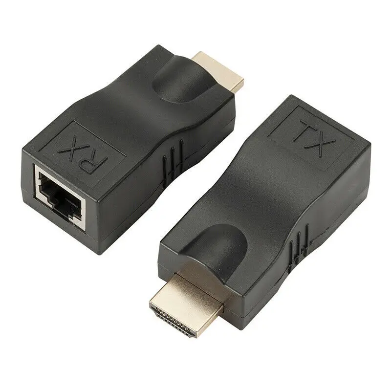 

4K HDMI Extender HDMI 1.4 30M Extender to RJ45 Over Cat 5e/6 Network LAN Ethernet Adapter for HDTV HDPC, Black