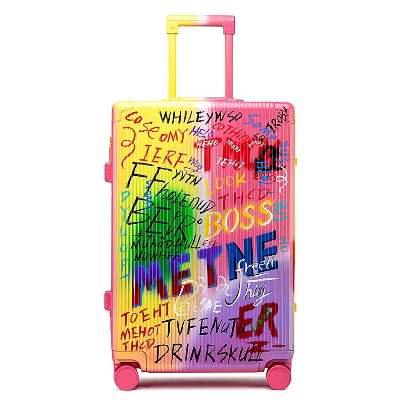 

Jellyooy BEACHKINS Fashion Trend Graffiti Suitcase INS New Original Design Full Box Hand-painted Colorful Doodle Luggage Cases, Graffiti colorful, accept make to order your designs