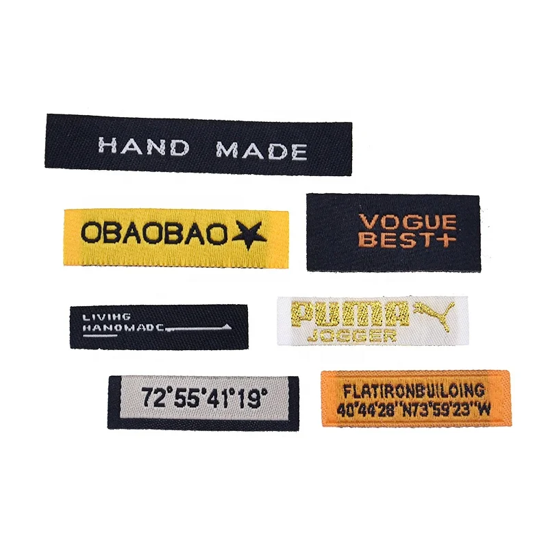 

Custom Logo Garment Labels Woven embroidered logo silk printing Clothing Labels Brand Name Tags Labels, Custom color