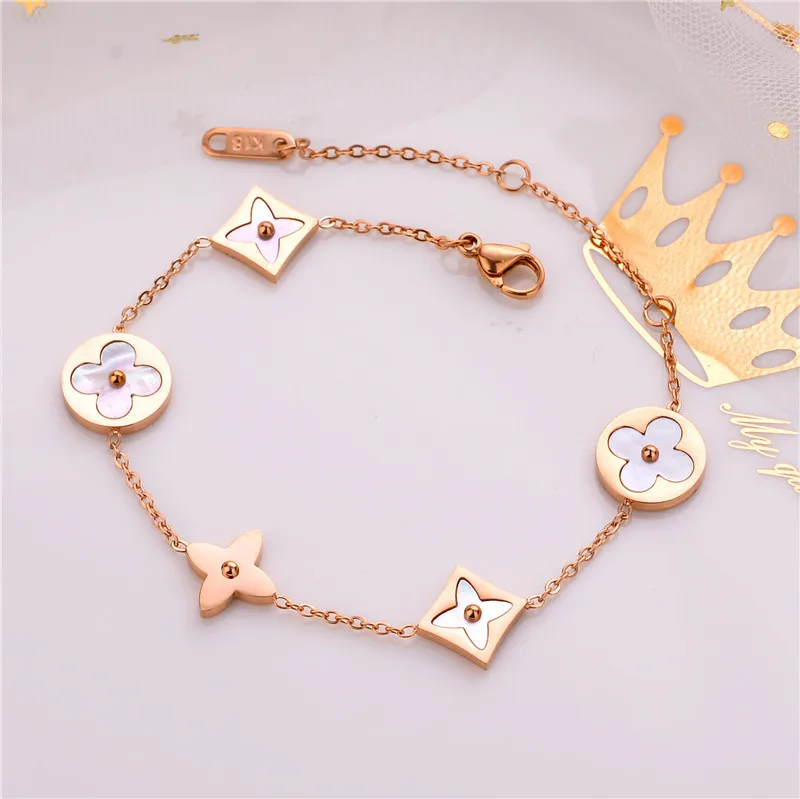 

NEW Arrival Luxury Stainless Steel Bracelet Charm For Women Jewelry Making Bracelets 4 Leaf clover bracelet