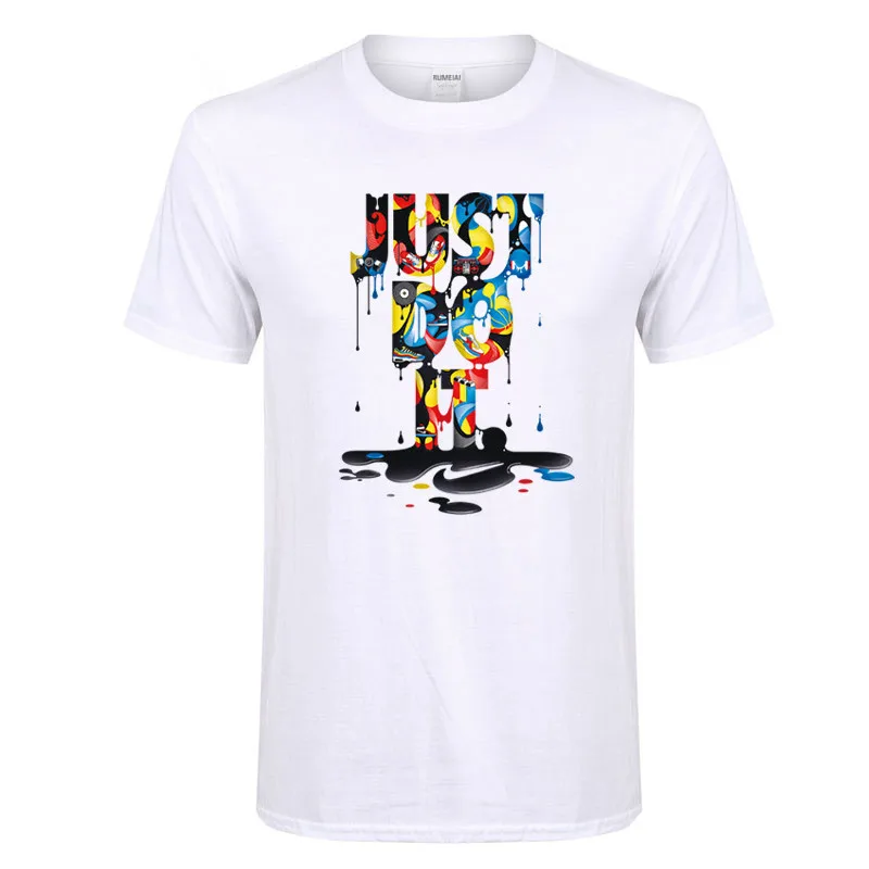 

2021 Wholesale New Style Mens Clothing Casual Custom Solid Color JUST DO IT Logo Design T Shirt Men Clothing And Formal Apparel