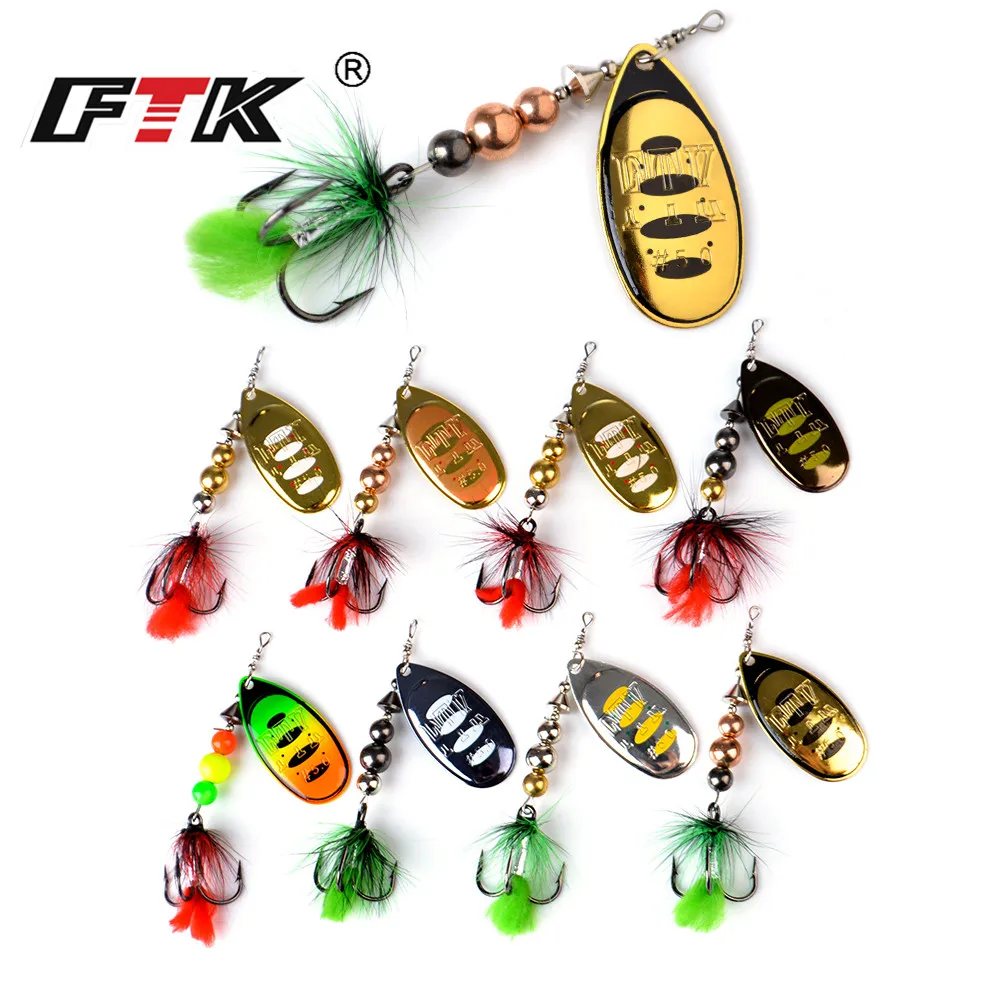 

FTK Fishing Hard Lures Spinner Baits Fishing Spoon Trout Metal Lure For Bass Salmon Catfish