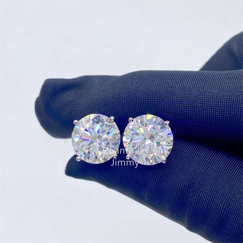 

Drop Shipping Stock Pass Diamond Tester 925 Sterling Silver White Gold Plated 11mm Size VVS Moissanite Loose Stud Earrings Man