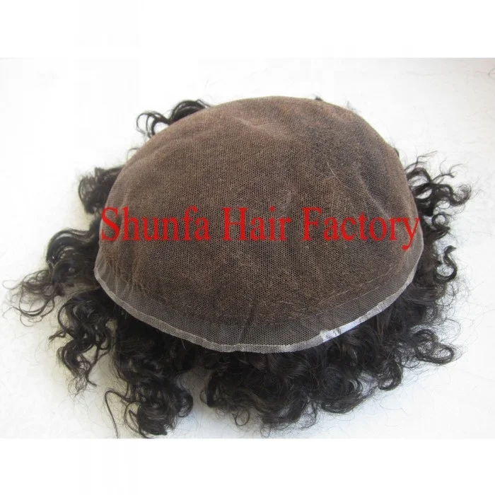 

100% Human Remy India hair Afro Curly stock wavy black mens toupee