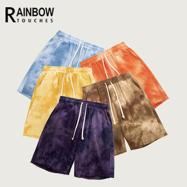 

Blank 100% Cotton Mens Shorts French Terry Tie Dye Sweat Shorts For Men, Blue,khaki,orange,purple,yellow,black