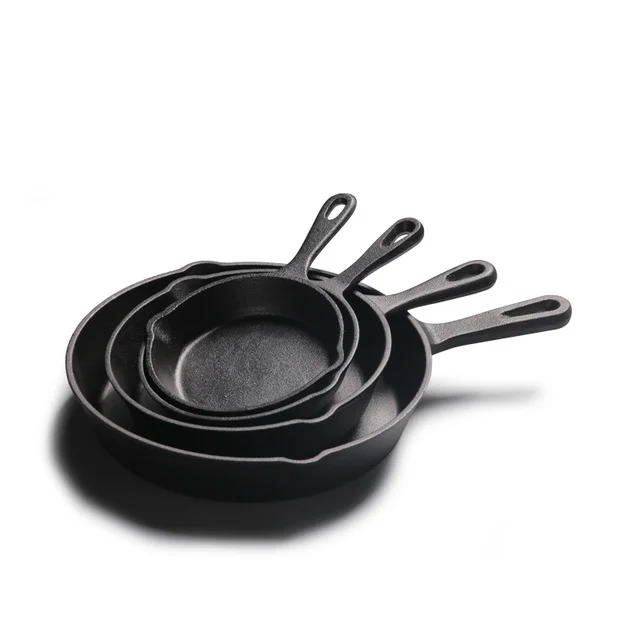 

new hot home kitchen lightweight round portable cast iron fry pan 12 inch non stick, Black