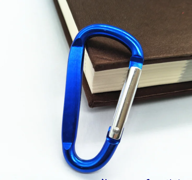 

Seven color red blue green yellow 6cm aluminum locking mini flat carabiner clip for key ring in black white light blue purple, Match your pantone color